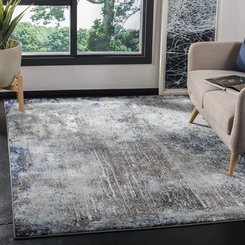 Vista 7 de SAFAVIEH Galaxy Collection - Alfombra para pasillo, 2 pies 3 pulgadas x 8 pies, carbón y azul, diseño abstracto moderno, no desprende pelusa