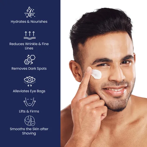 Vista 4 de Crema facial 6 en 1 para hombres: crema antienvejecimiento y arrugas para hombres con colágeno, ácido hialurónico, vitaminas E y B, manteca