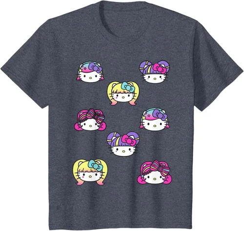 Vista 65 de hello kitty Kawaii Multi peinado Tee, Azul (Heather blue)