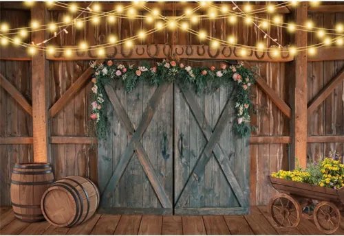 Vista 4 de Telón de fondo occidental para decoración de fiesta, fondo de granero, decoración de fiesta de vaquero, pancarta de 10 x 8 pies, diseño de granja