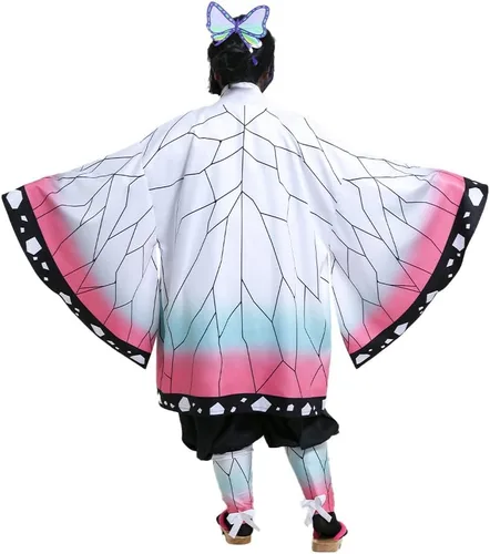 Vista 9 de miccostumes Disfraz de kimono de mariposa para mujer, Oro