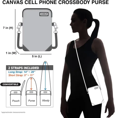 Vista 3 de CHALA Canvas Crossbody Cell Phone Purse - Women Multicolor Handbag with Adjustable Strap Jirafa - Arena