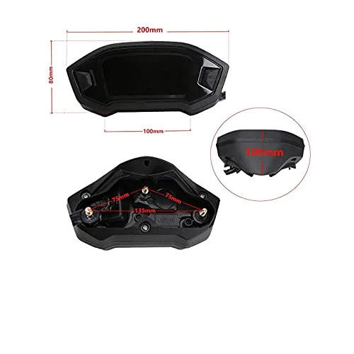Vista 6 de ELING Velocímetro universal para motocicleta, tacómetro de nivel de combustible, medidor de odómetro digital LCD para 2 y 4 tipos de cilindros