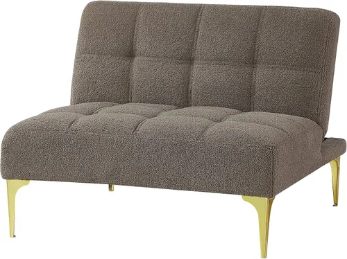 Vista 8 de Polibi Sofá moderno con almohada abatible, sofá cama plegable convertible con respaldo ajustable y patas doradas, sofá individual, tela de peluche