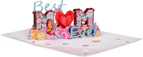 Vista 6 de Paper Love Best Mom Pop Up - Tarjeta de felicitación para el día de la madre hecha a mano en 3D, tarjetas de felicitación para el día de la madre, 5