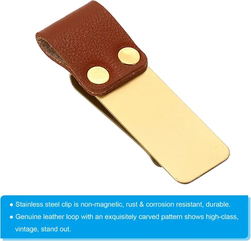 Vista 4 de PATIKIL Bucle para bolígrafo, paquete de 3 unidades de cuero para cuaderno de viajero, soporte para lápices, marcador de manga tallada con clip