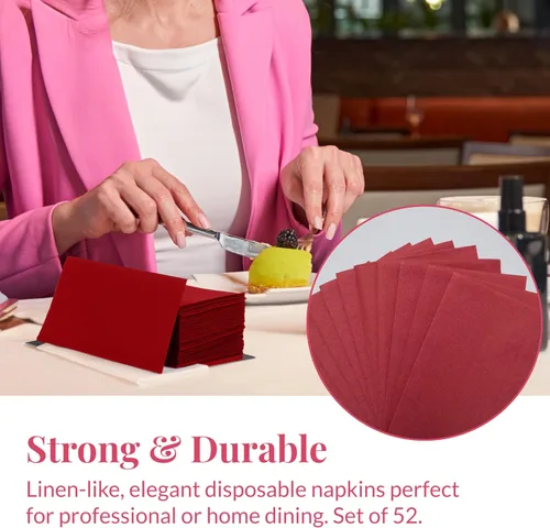 Vista 6 de Prestee Servilletas rojas para mesa, desechables, toallas de mano de papel suaves y absorbentes para cenas y todo tipo de eventos, servilletas