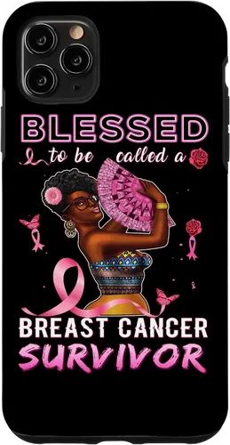 Vista 13 de iPhone 13 Pro Max Camisas afroamericanas contra el cáncer de mama para mujeres Blessed Survivor Case