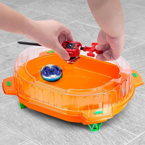 Vista 2 de COCOFOX Juego de Juguetes Battling Top Burst, 6 Battling Tops, 2 Lanzadores y 1 Estadio, Juguetes para Niños y Niñas de 6 Años en Adelante (Naranja)