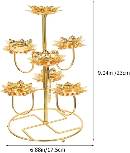 Vista 6 de NOLITOY 2 unids Lotus Ghee Lámpara Titular de la Lámpara de Mantequilla Candelabro Budista Latón Tibetano Lámpara de aceite Portavelas Votivo