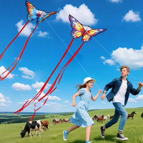 Vista 3 de Xida Butterfly Kite for Kids & Adults Easy to Fly, Ages 4-8 8-12, Large Kite with 300ft Handle, Perfect for Beach Trips