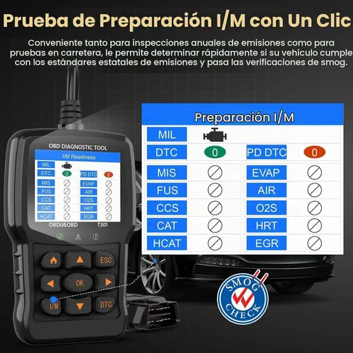 Vista 4 de Beaspire Herramienta de diagnóstico del escáner OBD2, lector OBD2 de código de luz del motor con reinicio, preparación I/M, probador de batería