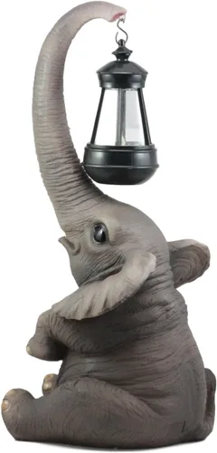 Vista 4 de Ebros - Luces caprichosas para tronco, estatua de elefante con luz LED solar, farol, circo, ternero, elefantes, decoración para el hogar, patio