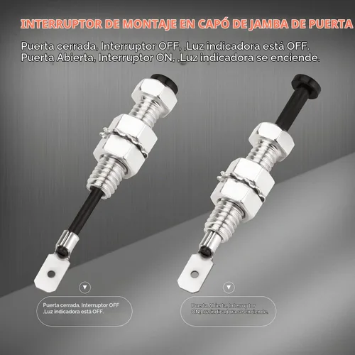 Vista 2 de DaierTek Interruptor de pasador de puerta para capó de coche, alarma automática, seguridad ajustable, encendido y apagado momentáneo, 12 V CC 20 A