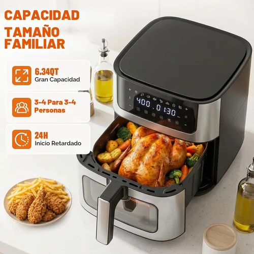 Vista 3 de Air Fryer 6.34 QT, Airfryer with Viewing Window and 8 Presets