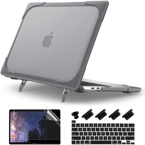 Vista 9 de Batianda - Funda resistente con nombre personalizado para MacBook Pro de 13 pulgadas 2020 2022 Add Your Name or Initials, Ergonomic Foldable Stand
