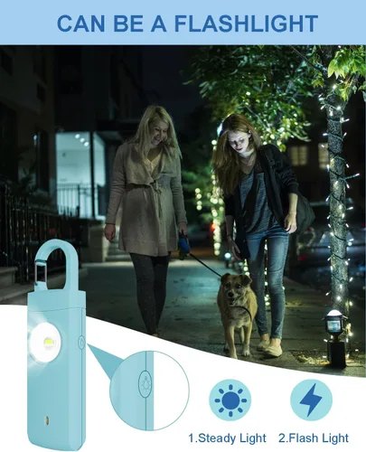 Vista 4 de Alarma de seguridad personal recargable para mujeres, sonido de sirena fuerte, luz LED estroboscópica SOS, carga USB, llavero de alarma personal Agua
