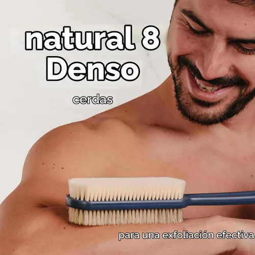 Vista 3 de MainBasics Cepillo Exfoliante para Ducha – Cepillo de Mango Largo de Doble Cara para Lavado Corporal y Frotación con Cerdas Exfoliantes y Suaves