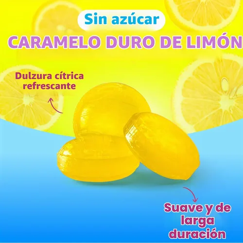 Vista 5 de Gotas de limón sin azúcar, caramelo sin azúcar, paquete de 1 libra