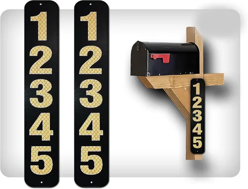 Vista 24 de Curb N Sign - Placas de números para buzón – 3 x 10 pulgadas hechas de aluminio reflectante de alta calidad – Números de buzón súper reflectantes