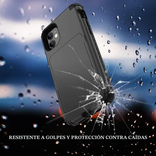 Vista 6 de WeLoveCase para iPhone 11 Estuche tipo billetera Defender con portatarjetas, cubierta con espejo oculto, tres capas, a prueba de golpes, protección