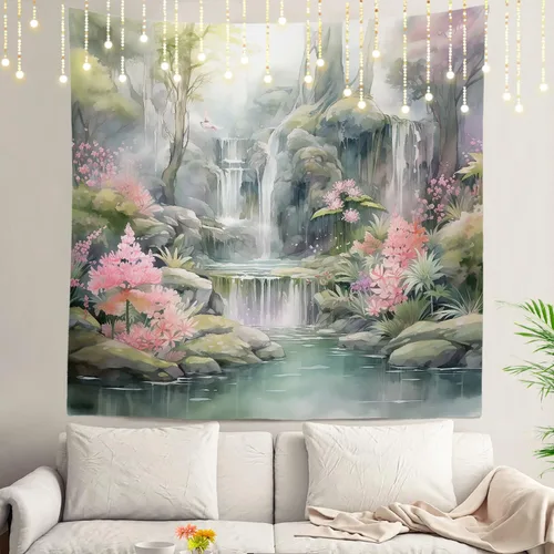 Vista 86 de Shrahala Modern Abstract Artwork Wall Tapestry, Orange Black Beige Wall Hanging Large Tapestry Decoration Polyester Fiber White Hem Around for Dorm