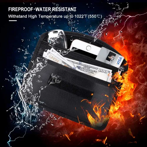 Vista 2 de Bolsa Faraday ignífuga con cremallera anti-seguimiento EMF GPS RFID bloqueo de señal de coche cartera blindaje bolsa protectora para teléfono