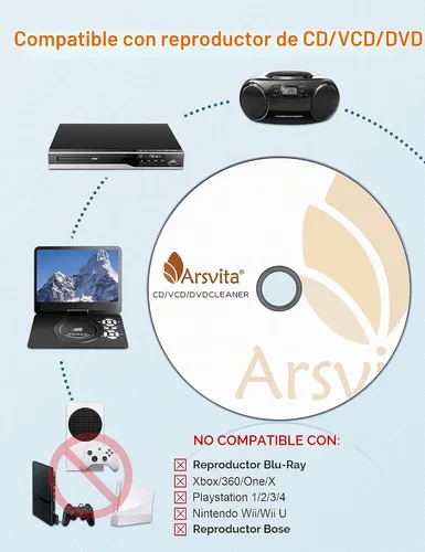 Vista 4 de Arsvita Disco limpiador de lentes láser para reproductor de CD/VCD/DVD