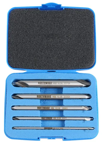 Vista 2 de Accusize - Juego de brocas centrales largas, #1-#5, 3/64"-3/16", 5-Pc, M2 HSS, 3560-1001 4.0 in OAL, Acero de Alta Velocidad M2, Estilo Liso