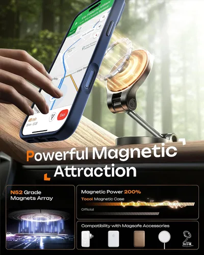 Vista 119 de TOCOL Funda para iPhone 11, compatible con Magsafe, protección completa de cámara, imanes integrados, protección contra caídas, funda translúcida