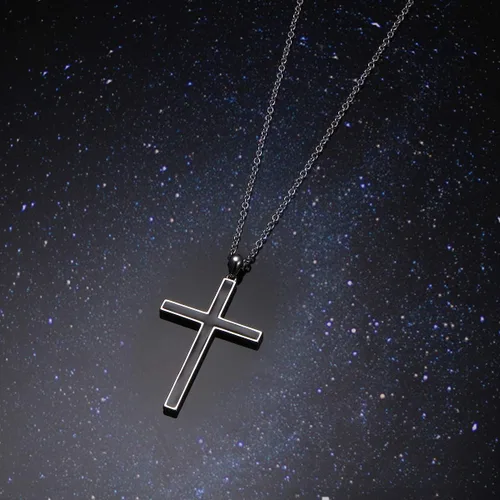 Vista 3 de FLYOW Collar de cruz para hombres, niños y mujeres, joyería de plata de ley 925 con cadena fuerte de 24 pulgadas de largo, regalos para el día