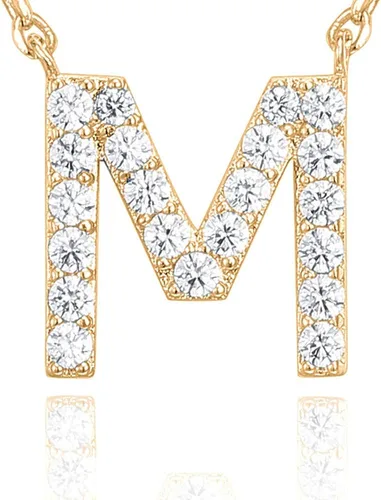 Vista 29 de PAVOI 14K White Gold Plated Cubic Zirconia Initial Necklace Letter Dainty Necklaces for Women