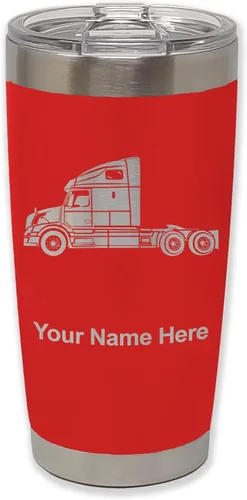 Vista 27 de LaserGram Taza aislada al vacío de 20 onzas, cabina de camión, grabado personalizado incluido (negro)