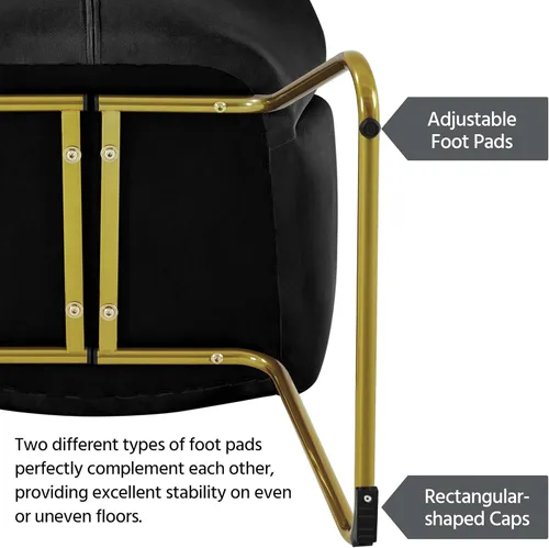 Vista 6 de Yaheetech Silla de terciopelo para sala de estar, sillón en forma de flor con patas doradas, silla lateral tapizada para tocador, sala de estar