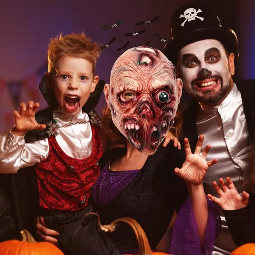 Vista 4 de Bulex Máscara de zomie de terror de Halloween, máscara de anciano sangriento, monstruo de terror, disfraz de cosplay de látex para cosplay, casa