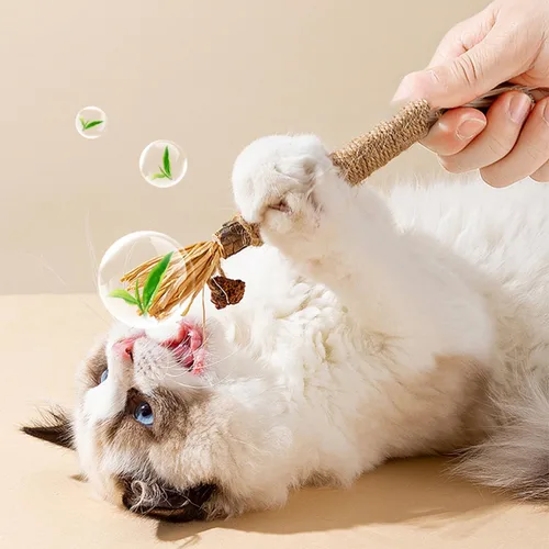 Vista 8 de Silvervine - Palitos masticables para gatos, paquete de 4 palitos masticables para limpieza de dientes de gato, juguete interactivo para masticar