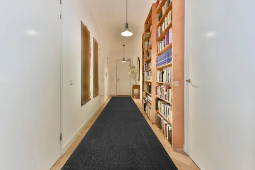 Vista 4 de Alfombra antideslizante de tamaño especial para pasillos largos y estrechos, evita suelos fríos resbaladizos, gris antracita artístico, tamaño de 25