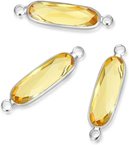 Vista 18 de 5 unidades de Adabele grado A de abril transparente con piedra natal de abril, barra rectangular de 0.827 in, chapado en oro amarillo de 18