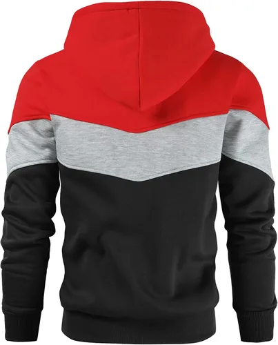Vista 3 de Gesean Sudadera con capucha, de manga larga, para hombre, diseño de bloque de color, estilo informal, con bolsillo