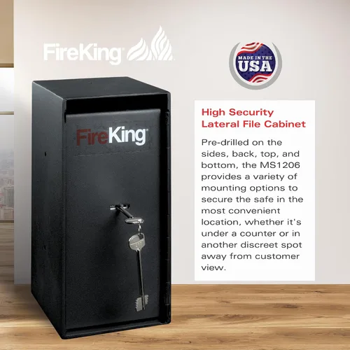 Vista 4 de FireKing Mini caja fuerte con cerradura de nariz única, caja de seguridad para el hogar, resistente al fuego, compacta segura para objetos de valor