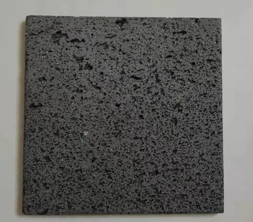 Vista 2 de Azulejos de cocina de piedra volcánica, superficie plana sin ranuras, 8 "x 8", piedra de cocción de lava pizza, carne, mariscos y verduras.Barbacoa