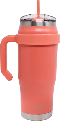 Vista 18 de MyBevi Outlander - Taza de viaje de acero inoxidable de alta calidad, para frío/calor, aislamiento de 3 capas, mango resistente, duradera y elegante