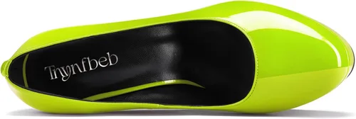Vista 60 de TNYNFBEB Zapatos de tacón de plataforma alta para mujer, con puntera redonda, sin cordones, básicas, clásicas, de 5.5 pulgadas