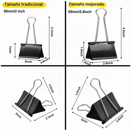 Vista 2 de Ufmarine Clips de carpeta extra grandes de 2.4 pulgadas de largo, clips de carpeta jumbo para oficina (8 piezas)