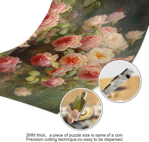 Vista 3 de Flower Vintage Jigsaw Puzzles 500 Pieces for Adults with Mesh Storage Bag 2011409
