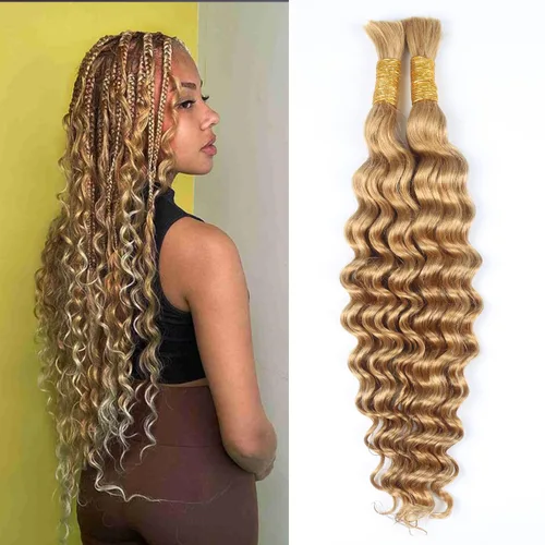 Vista 12 de RESACA 1 paquete de 14 pulgadas, 1 paquete de 14 pulgadas, cabello humano virgen brasileño rizado 10A para trenzar, sin trama, 10A, para trenzas #27