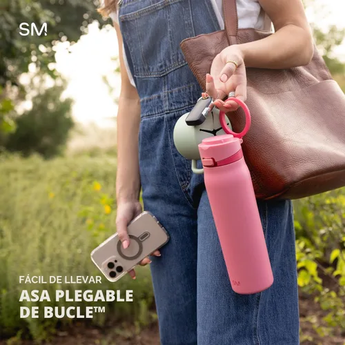 Vista 7 de Simple Modern Mesa Loop - Botella de agua con popote cubierto y asa Botellas de acero inoxidable aisladas de 24 onzas aptas para portavasos