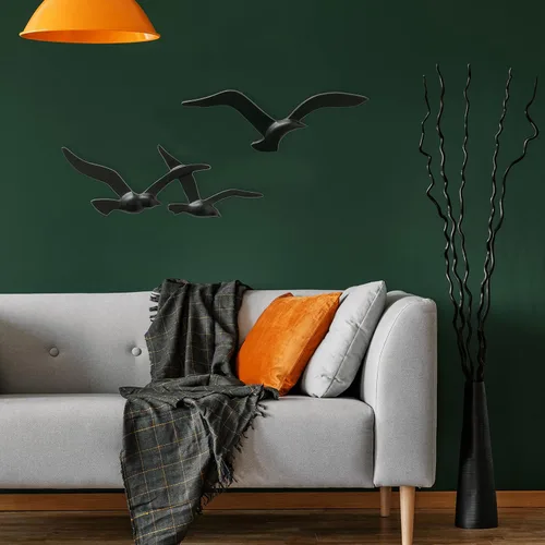 Vista 7 de WHW Whole House Worlds Americana Flying Birds Decoración de pared de metal, negro Hecho a mano, fundición de aluminio, acabado mate, bajorrelieve