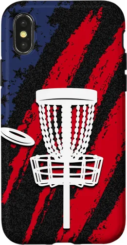 Vista 5 de iPhone 16 Disc golf american flag USA disc golfer dad Case