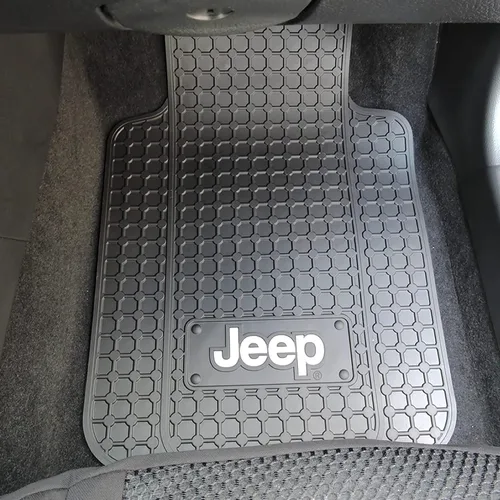 Vista 6 de Alfombrillas de goma para suelo de coche, camión, SUV con logotipo de Jeep para asientos delanteros y traseros - 4 piezas